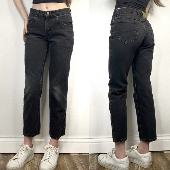 Lee Denim - Vintage Lee Faded Black Mid Rise Cropped Jeans